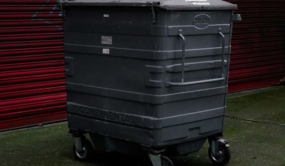 a grey 660l commercial bin